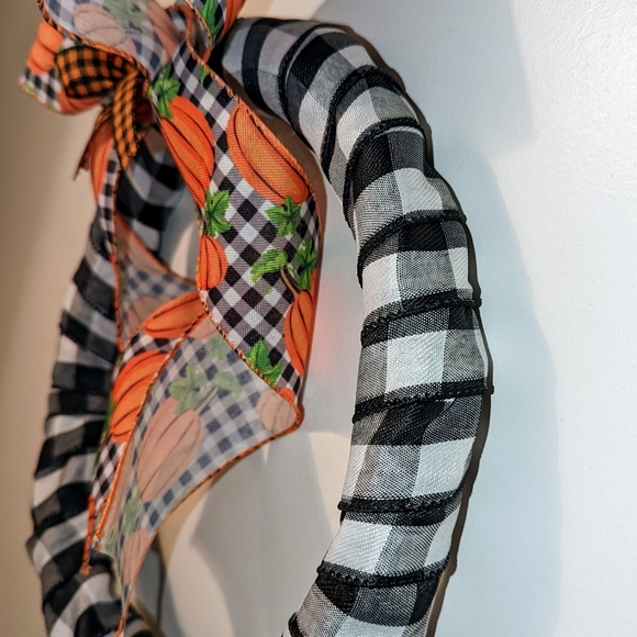 Pumpkin wreath fall wreath Buffalo plaid wreath autumn wreath - Picture 4 of 4